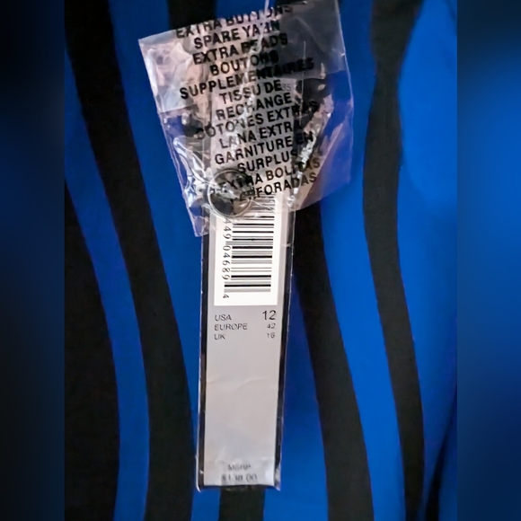 NWT, TAHARI Royal Blue & Black, Wavy Stripe, Sheath Dress, Size 12 - Picture 12 of 14